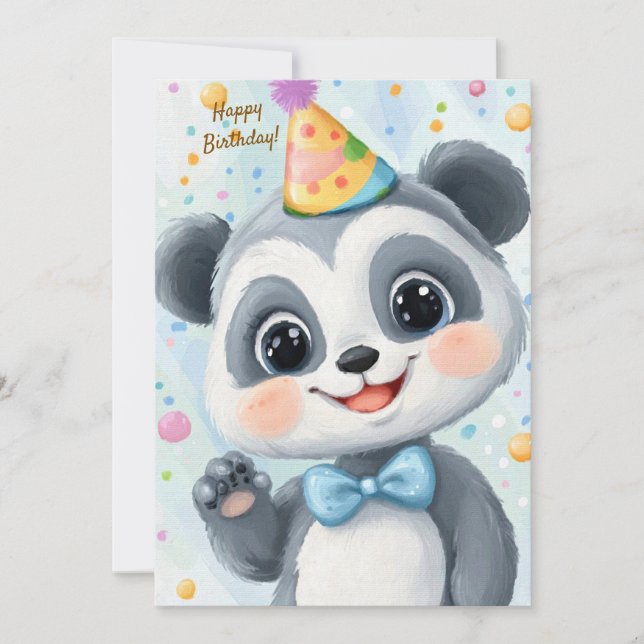 Convites Party Cute Animal Birthday Invitation Panda (Frente)