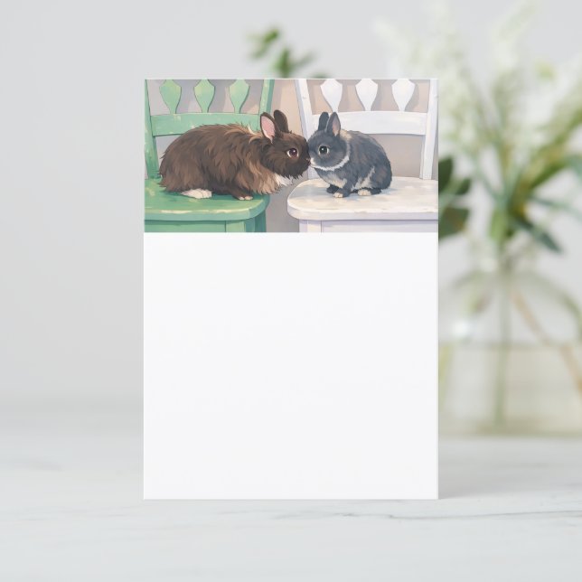 Convites Party Invitation - Two Rabbits Design (Em pé/Frente)