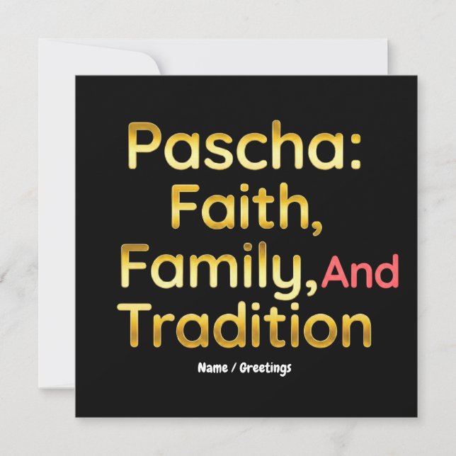 Convites Pascha Faith Family and Tradition Christian Easter (Frente)