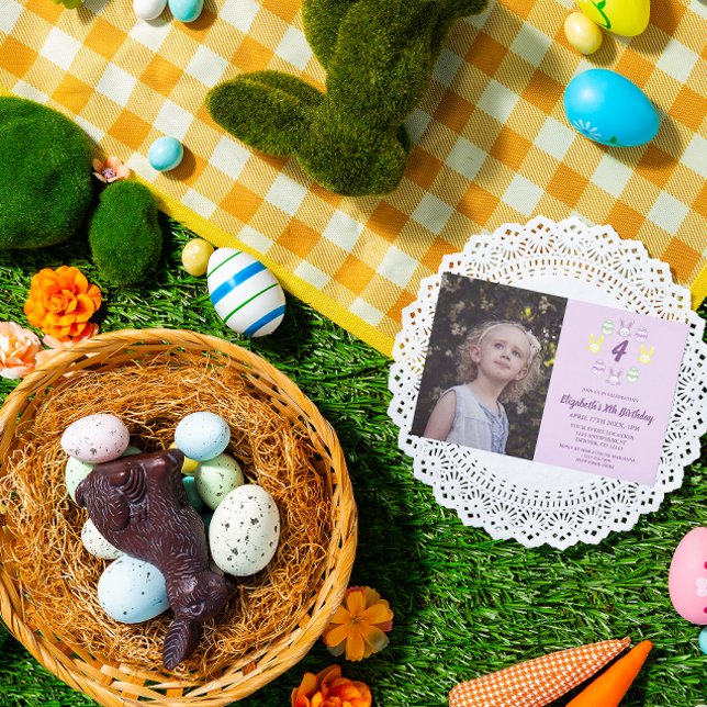 Convites Páscoa Aniversário de 4 anos Lavanda (Criador carregado)
