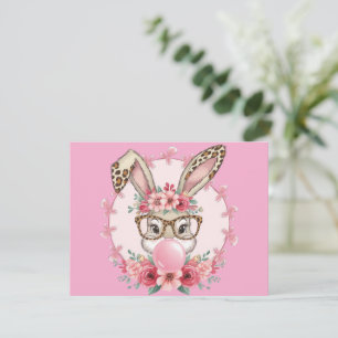 Convites Páscoa Bonita Floral Coelhinha Leopardo Presente