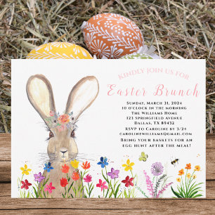 Convites Páscoa Brunch Aquarela Coelho Ovos Floral