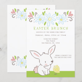 Convites Páscoa Brunch Bunny E Pintinho Com Flores De Mola