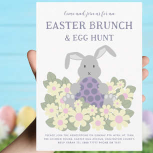 Convites Páscoa Brunch e Ovo Caça Coelhinho Floral