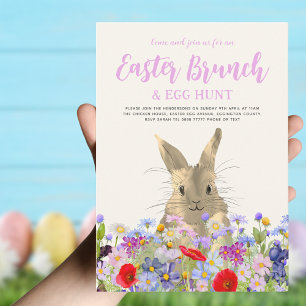 Convites Páscoa Brunch e Ovo Hunt Boho Bunny Floral