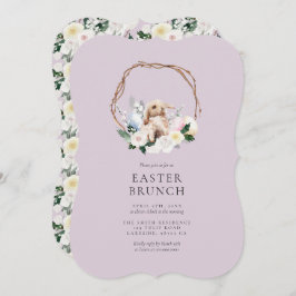 Convites Páscoa Brunch Floral Bunny Wreath