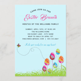 Convites Páscoa Brunch Floral Eggs Moderno Personalizado