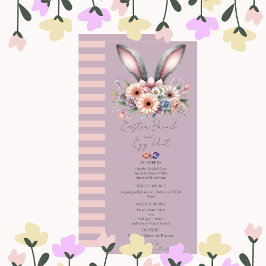 Convites Páscoa Brunch Menu Cute Floral Bunny Orelha Roxo