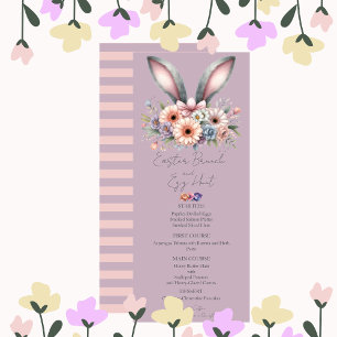 Convites Páscoa Brunch Menu Cute Floral Bunny Orelha Roxo