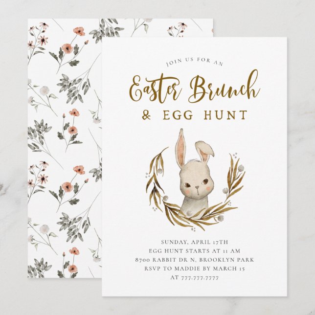 Convites Páscoa Brunch & Ovo Hunt (Frente/Verso)