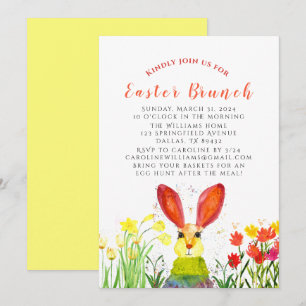 Convites Páscoa Bruncolor Bunny Rabbit Floral