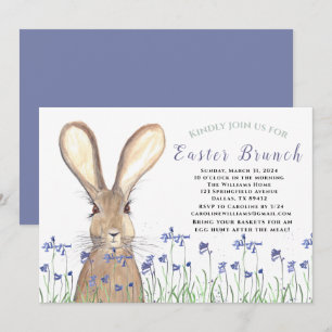 Convites Páscoa Brunny Rabbit Bluebells Floral