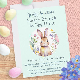 Convites Páscoa Bunny Floral Egg Hunt & Brunch