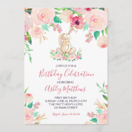 Convites Páscoa Bunny Primeiro aniversário, um coelhinho