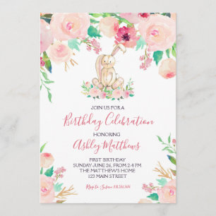 Convites Páscoa Bunny Primeiro aniversário, um coelhinho