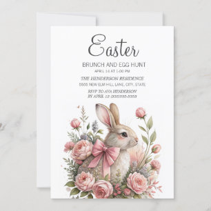 Convites Páscoa Coelhinha-Rosa Brung-Caça-Ovo