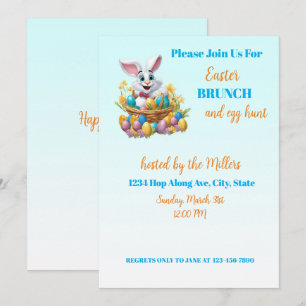 Convites páscoa Coelho Adorável de 🐇 Brunch e Caça de Ovo