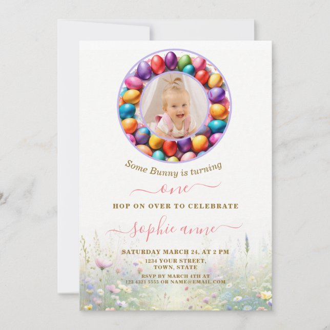 Convites Páscoa De Um primeiro aniversario De Foto Da Rapar (Frente)