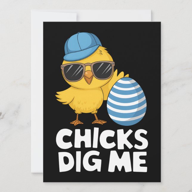 Convites Páscoa Divertida Caça ao Ovo Chicks Dig Me (Frente)