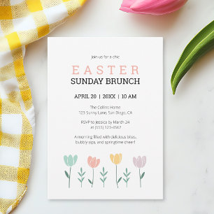 Convites Páscoa Domingo Brunch Modern Floral Cute Botânica