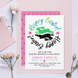 Convites Páscoa Feliz Café da Manhã Caça aos Ovos Coelho Fe