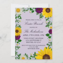 Convites Páscoa Floral Rustic Sunflower Daisy