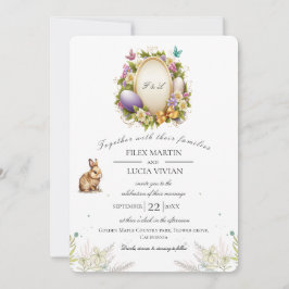 Convites Páscoa Mini Coelho Floral e Casamento de Ovos