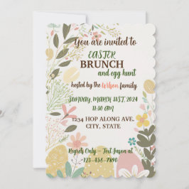 Convites páscoa Minimalista de Brunch e Caça de Ovo 🌼
