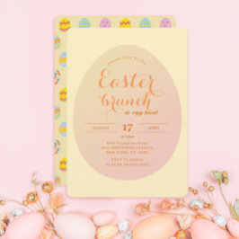 Convites Páscoa Moderna Brunch Ovo Caça Suave Amarelo