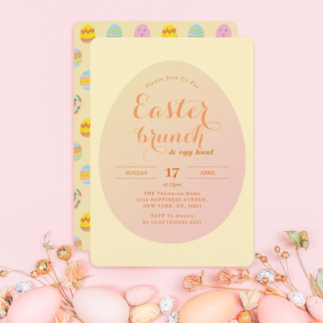 Convites Páscoa Moderna Brunch Ovo Caça Suave Amarelo (Criador carregado)