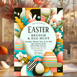 Convites Páscoa Moderna Chic Brunch & Ovo Hunt