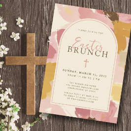 Convites Páscoa Religiosa Brunch Moderno Rosa Floral