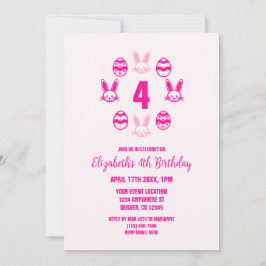 Convites Páscoa rosa 4º aniversário