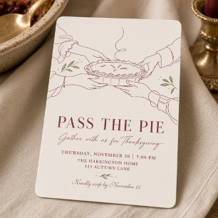 Convites Pass The Pie Coquette Line Art Dia de Ação de Graç