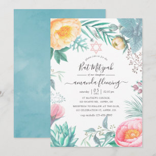 Convites Passado Empoeirado Floral Tropical de Verão Bat Mi