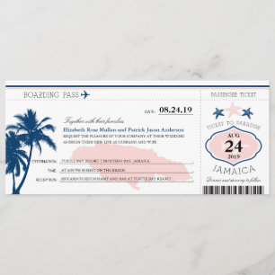 Convites Passagem azul/cor-de-rosa de Jamaica da palmeira