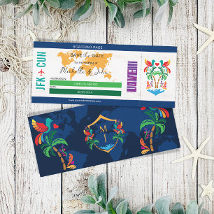 Convites Passagem Colorida de Embarque de Viagem México Sal