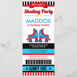 Convites Passagem de Aniversário do Tíquete Skate Azul