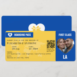 Convites Passagem de Embarque Azul Cobalto e Amarelo Limão