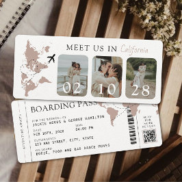 Convites Passagem de Embarque Bege Neutro 3 Fotos Casamento
