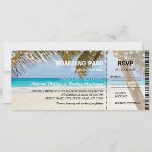 Convites Passagem de Embarque Casamento na Praia Tropical
