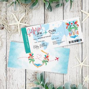 Convites Passagem de Embarque de Aniversário Surpresa do Mé