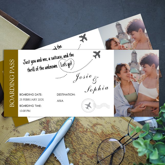 Convites Passagem de Embarque de Bilhete Falso Presente Tem (Fake Ticket Boarding Pass Travel Themed Gift Invitation)