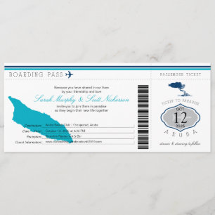 Convites Passagem de embarque de casamento para Aruba