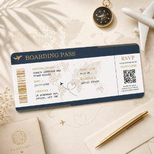 Convites Passagem de Embarque de Destino Casamento Bilhete