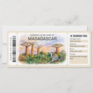 Convites Passagem de Embarque de Viagem para Madagascar Edi