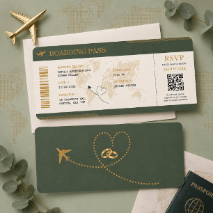 Convites Passagem de Embarque para Casamento de Destino