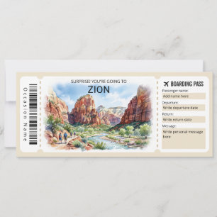 Convites Passagem de Embarque para Viagem ao Zion National 