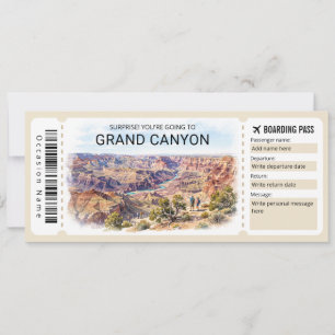Convites Passagem de Embarque para Viagem no Grand Canyon