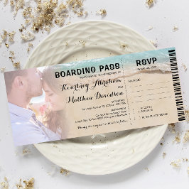 Convites Passagem de Embarque Praia Foto RSVP & Casamento